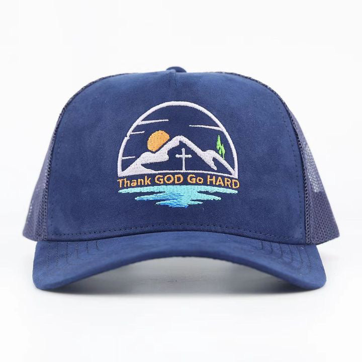 Thank GOD, Go HARD Blue Trucker Cap - *Limited Supply*